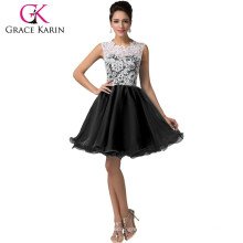 2015 Грейс Карин короткие черные платья возвращения на родину выкройки рукавов кружева homecoming платья CL6123-2#